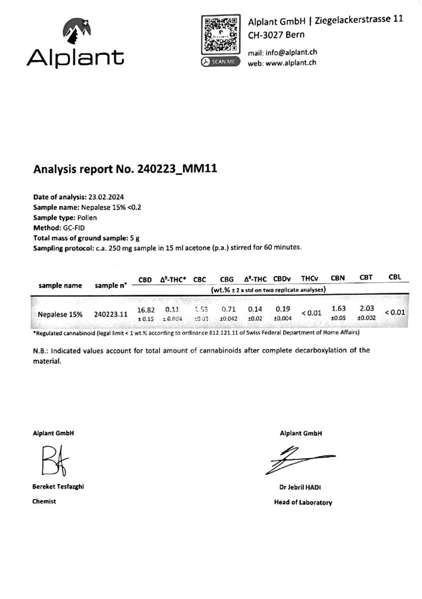 Nepalese CBD Hash CBD: 17%