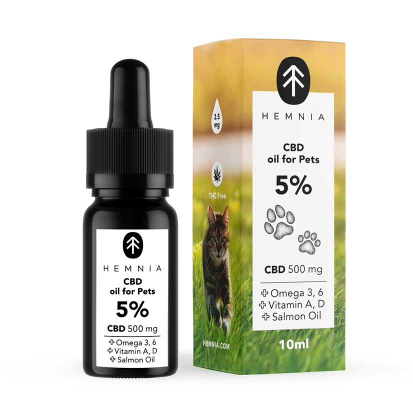 Hemnia CBD in salmon oil for cats - 5% CBD, 500 mg, 10 ml